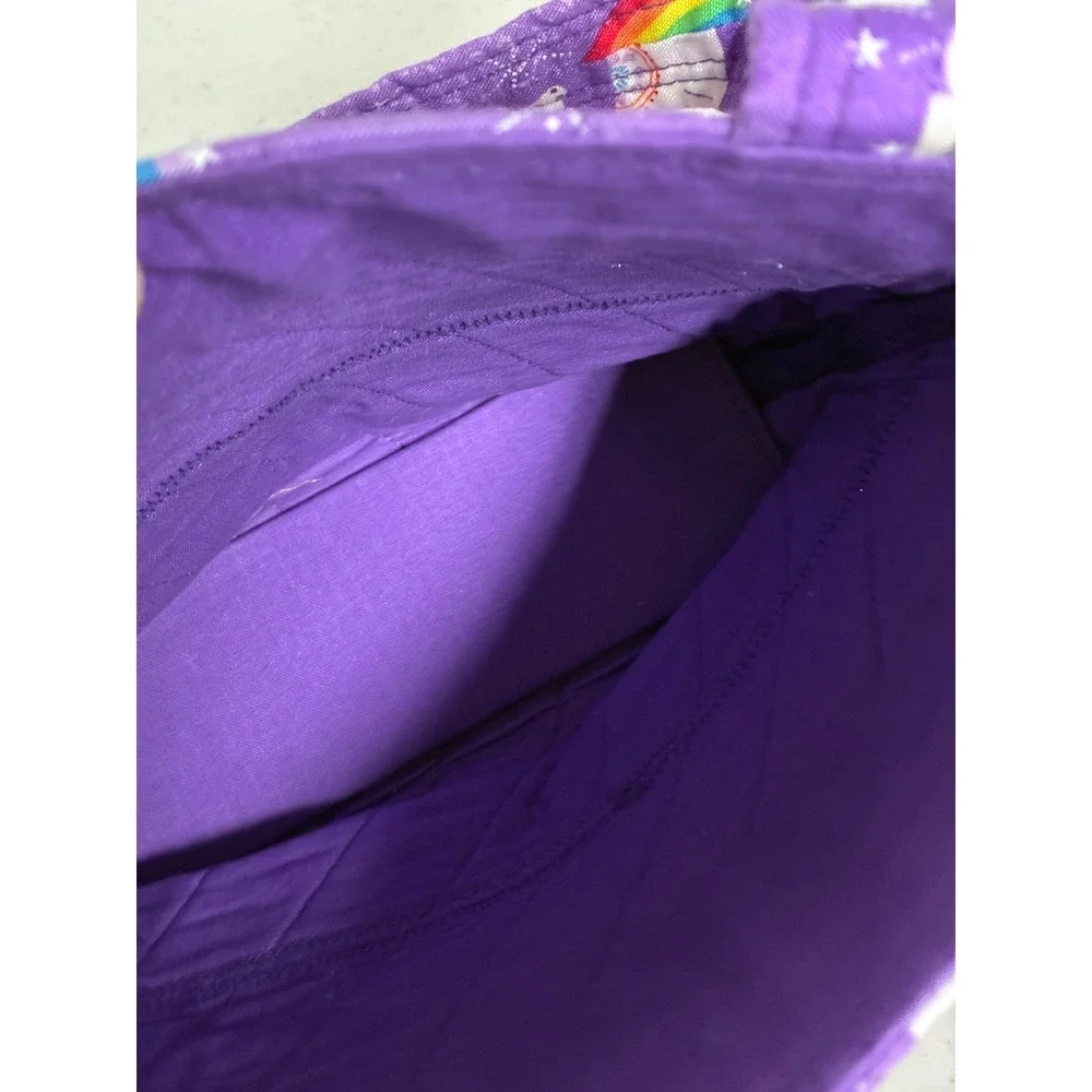 Handmade Girls Purple Quilted Unicorn Rainbow Tote Bag Tutu Lace Trim Purse‎